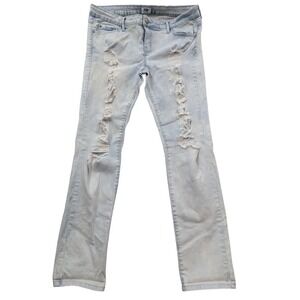 Tokyo‎ Jeans Womens Light Wash Distressed Ripped Skinny Jeans Sz 11